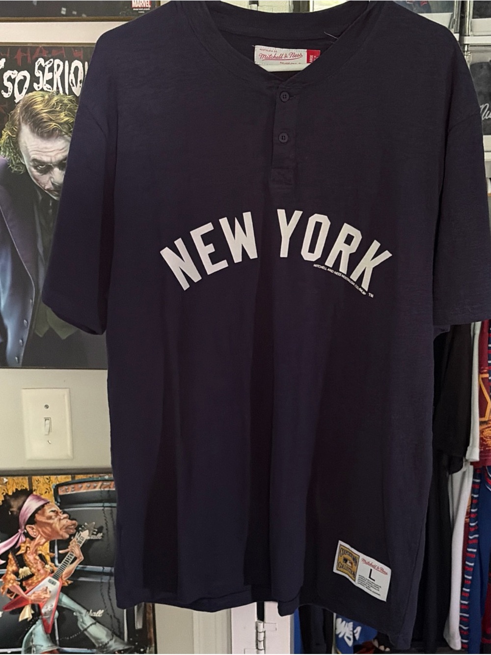 Mitchell & Ness Navy New York Henley Tee
